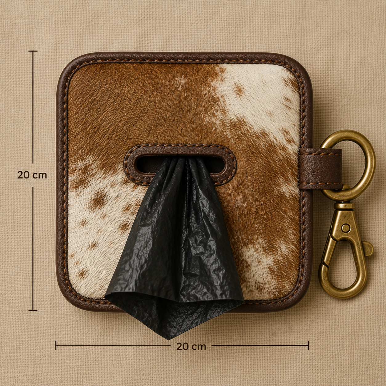 Shop the Sunday Bark 2-in-1 cowhide dog treat pouch and poop bag holder. A luxe dog walking accessory with leather detailing and convenient clip.