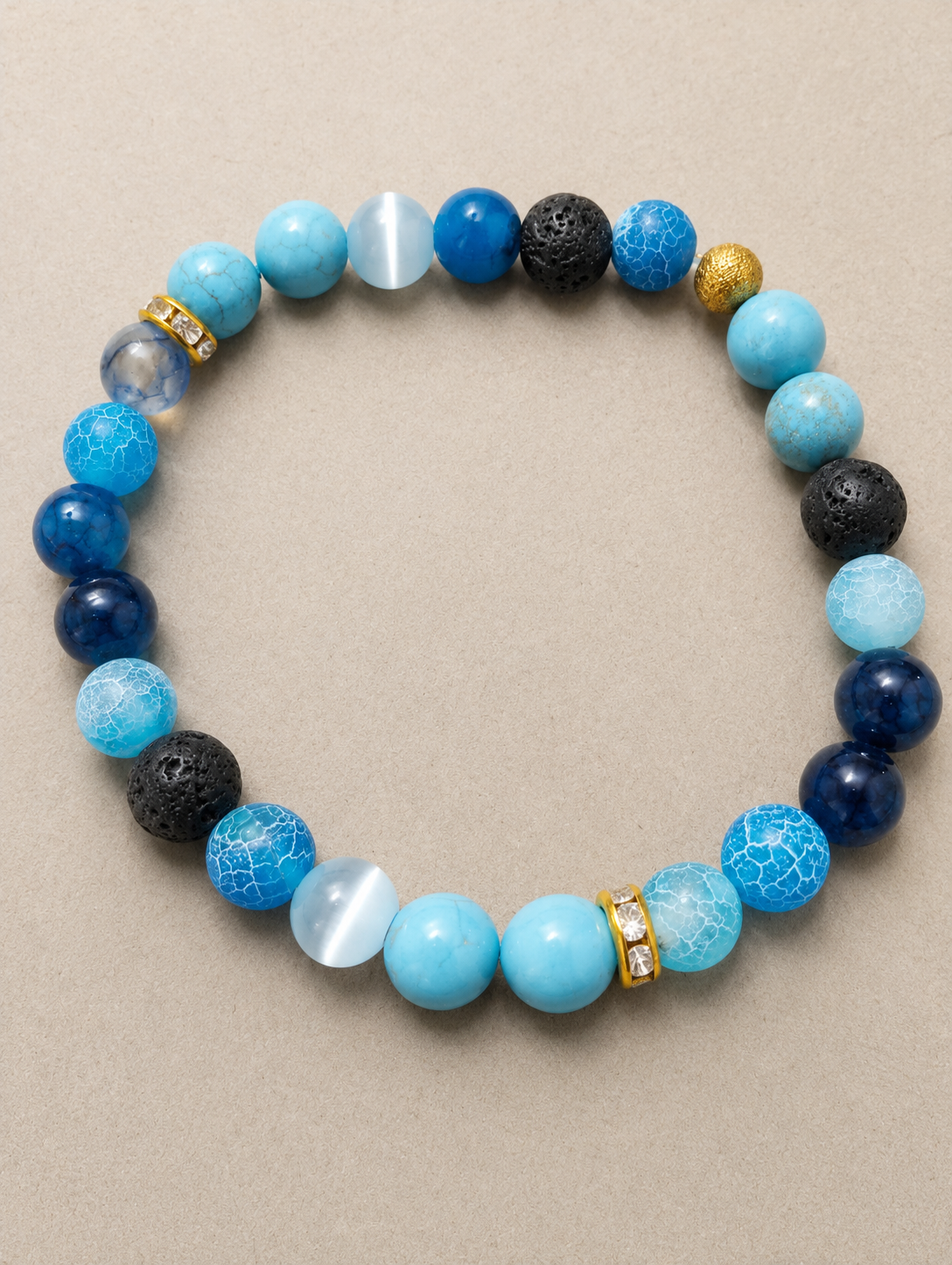 Blue Serenity Gemstone Bracelet | Sunday Best | Turquoise, Agate, Cat’s Eye & Lava Stone